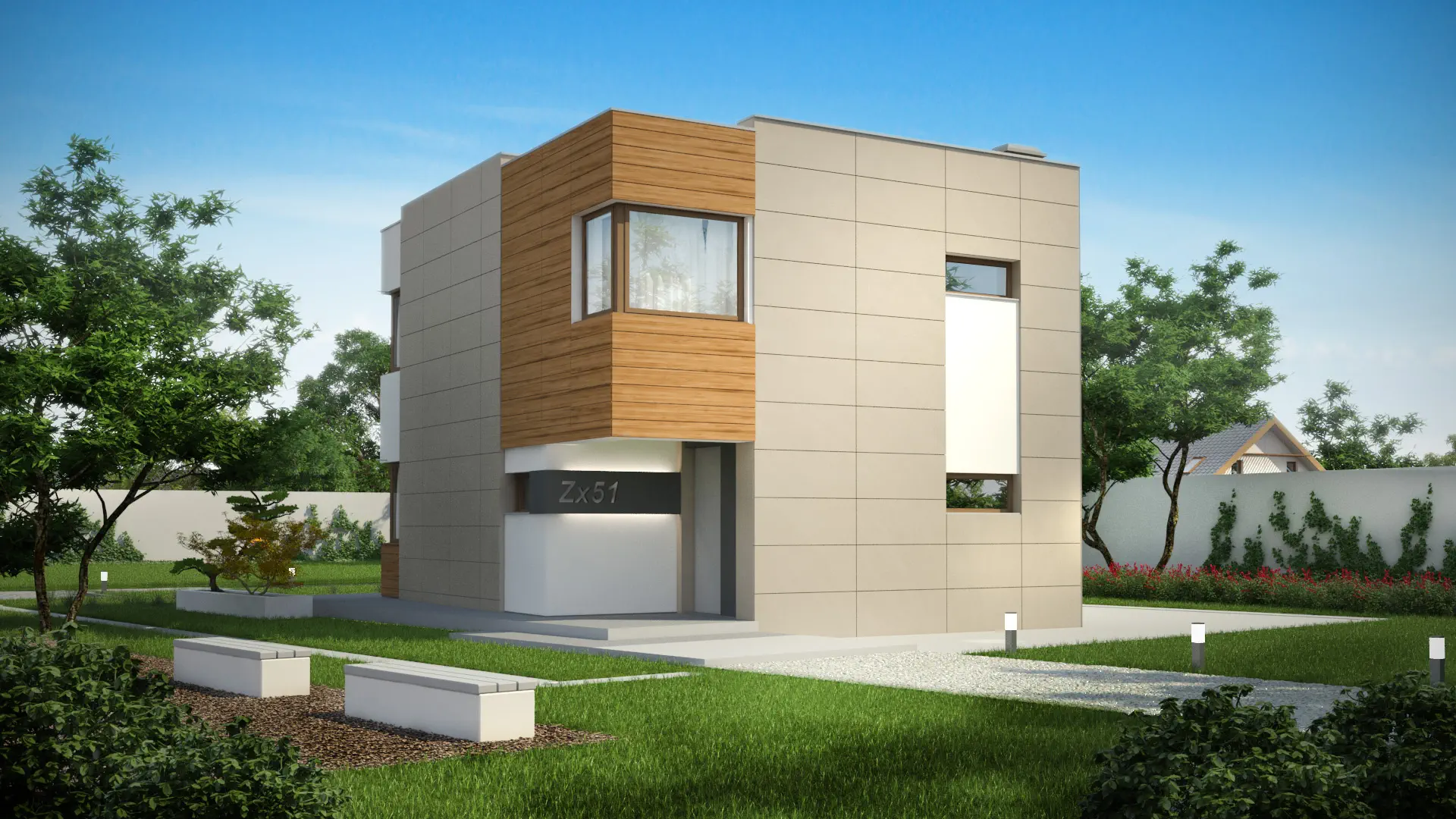 Senior Residence Design/中古本!!② Z500. Zx51 Проект дома хай тек в 2 этажа с тремя спальнями и