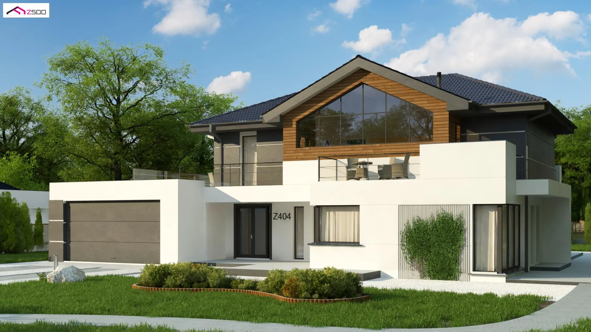 ◎さま　GA HOUSES② Z500. Проект Z404 двухэтажного дома с гаражом на 2 машины, 2