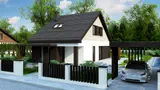 Готовый проект дома Z468 - Проект современного мансардного дома компактных размеров со спальней на первом этаже.